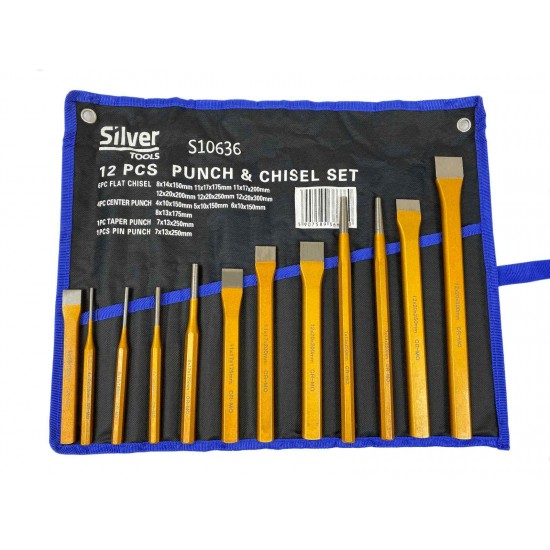 Set of chisels and punches 12 pcs. in SILVER bag Items quantity 12 pcs 331063