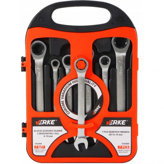 7pc. ratchet set;8-19mm VERKE Size 8-19 mm 380065