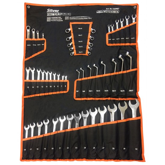 47pc combination wrench set. SILVER Items quantity 47 pcs 410987