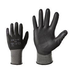 Nylon knitted work gloves. Polyurethane coating on palm, Touch Screen, ultrathin Size 10 350009
