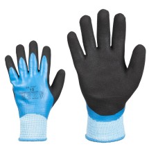 Waterproof and cut-resistant work gloves with double latex coating and acrylic lining, cut-resistance level D Size 10 350014