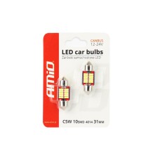 Car LED light bulb CANBUS 4014 10SMD Festoon C5W C10W C3W 31mm White 12V 24V AMIO-01288 Voltage 12/24 v 3501288