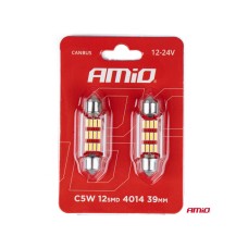 LED bulbs CANBUS 4014 12SMD Festoon C5W C10W C3W 39mm White 12V 24V AMIO-01290 Voltage 12/24 v 3501290