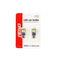 LED bulbs CANBUS 12SMD 2835 T10e W5W white 12V 24V AMIO-01636 Voltage 12 v 3501636
