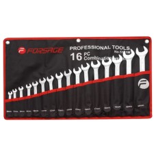 set of combination wrenches 16 pcs. PROFI (6,7,8,9,10,11,12,13,13,14,15,16,17,17,18,18,19,22 & 24 mm) FORSAGE, 5161P (10354) Items quantity 16 pcs 3610354