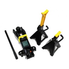 Hydraulic jack with a set of mechanical stands 2t+rubber pad (h min 130mm,h max 330m, ROCKFORCE, TH12074 Items quantity 1 pcs 3612074