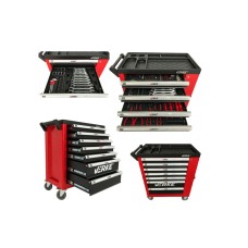 Tool cart (with tools) ; 7 drawers 0,7mm. Dimensions-970x 840 x460mm, VERKE, V33106 Items quantity 155 pcs 3833106