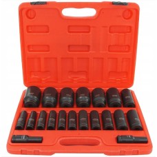 Socket Set, 20D., Impact, Long, 1/2`, 10-38mm, VERKE V39463 Items quantity 20 pcs 3839462