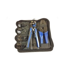 Set. Pliers for crimping connectors + 5 dies + wire stripping pliers , SILVER, S11073 Items quantity 7 pcs 411073