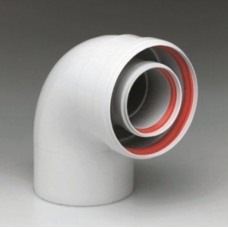 90° M-F concentric bend, Ø 60/100 mm, PPs