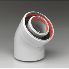 45° M-F concentric bend, Ø 80/125 mm, external PVC, internal PPs
